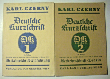 Deutsche Kurzschrift Lehrbuch 1 + 2 von Karl Czerny (1936)